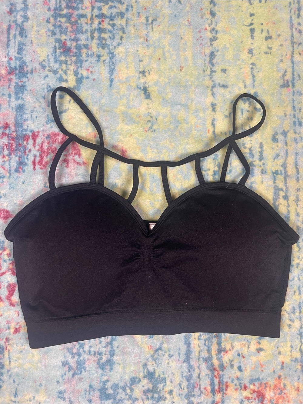 Everyday Strappy Black Bralette with Decorative Back